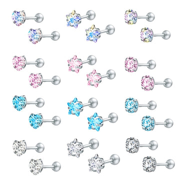 ZS 2020 CZ Stud Earings Set For Women 3 Pairs Stainless Steel Earrings Set Fashion Style Crystal Earrings Jewelry daiiibabyyy